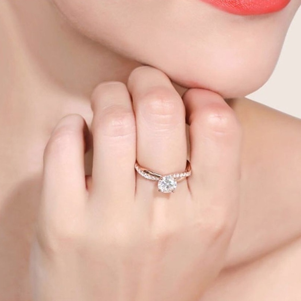 18K Rose Gold Plated Diamond Ring